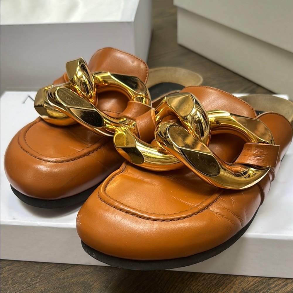 Gold Chain Brown J W Anderson Leather Women's mules